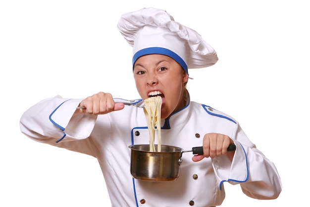 Beautiful woman in chef image