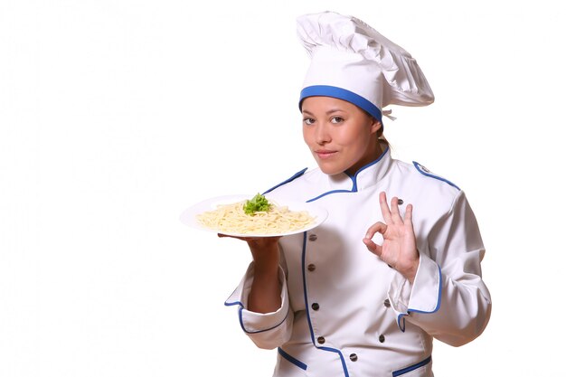 Beautiful woman in chef image