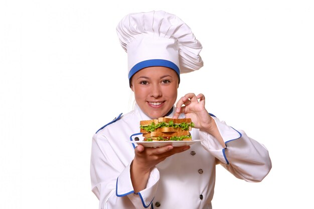 Beautiful woman in chef image