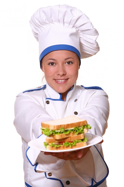 Beautiful woman in chef image