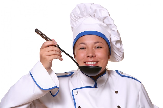 Beautiful woman in chef image