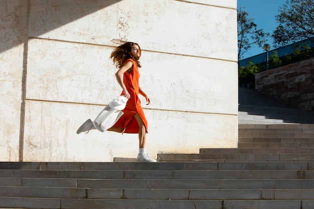 Beautiful woman in a clean urban environment