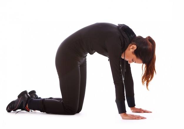 Beautiful woman doing fitness exercises