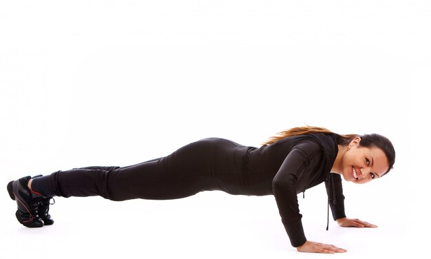 Beautiful woman doing fitness exercises