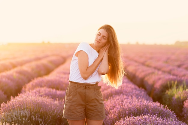 beautiful woman enjoying the nature
