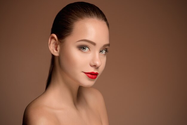 Beautiful woman face portrait close up