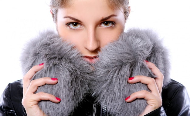 Beautiful woman in fur