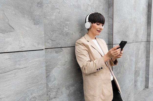 Beautiful woman listening to music