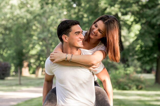 Beautiful woman looking at her boyfriend 