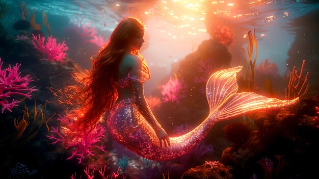 Beautiful woman mermaid underwater