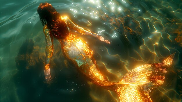 Beautiful woman mermaid underwater