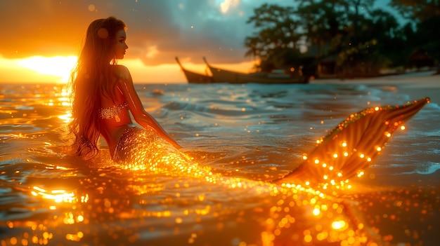 Beautiful woman mermaid underwater