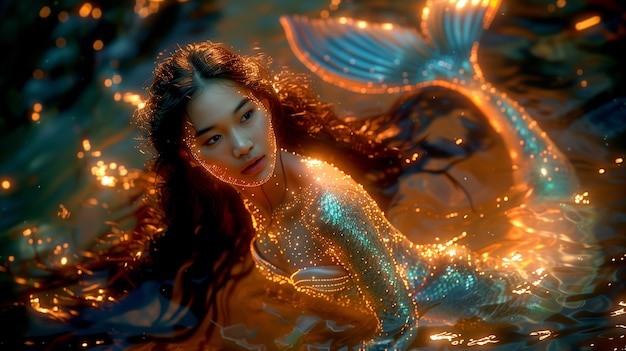 Beautiful woman mermaid underwater