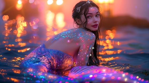 Foto gratuita bella sirena sotto l'acqua