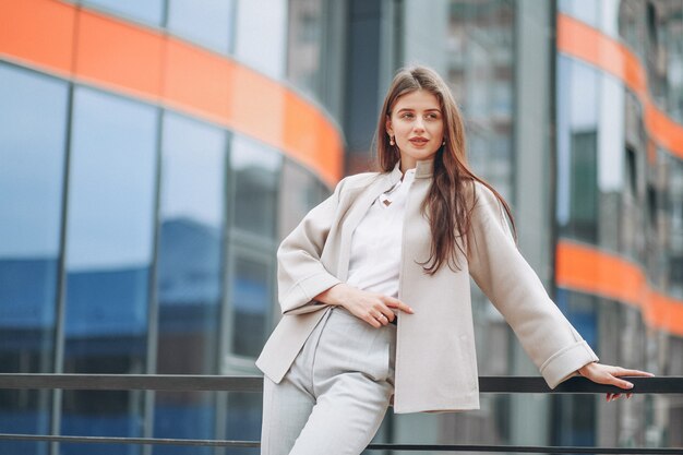 Beautiful woman outside the street