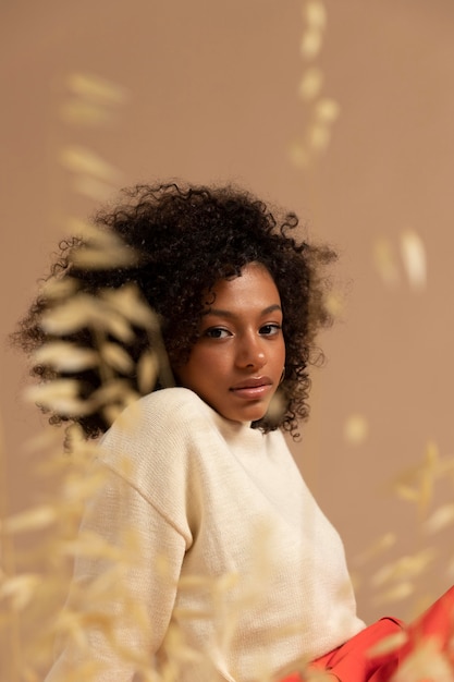 Beautiful woman portrait in autumn setting