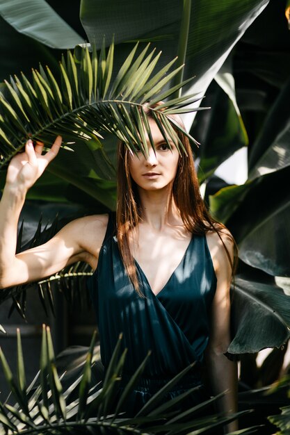 Beautiful woman portrait in garden