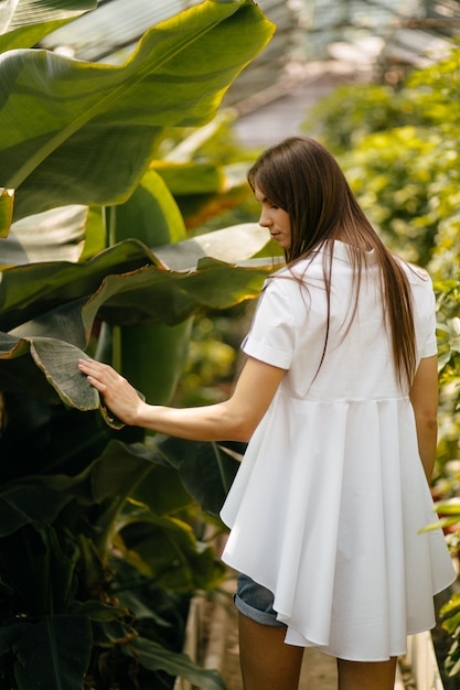 美しい女性の肖像画の庭で