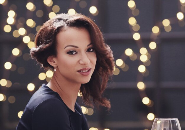 Beautiful woman portrait in restaurant