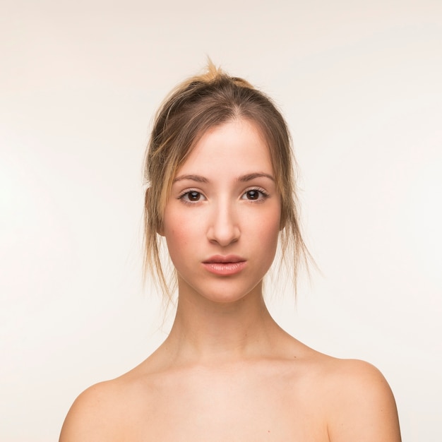 Beautiful woman portrait on white background