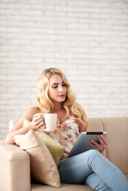 Beautiful Woman Reading at Home