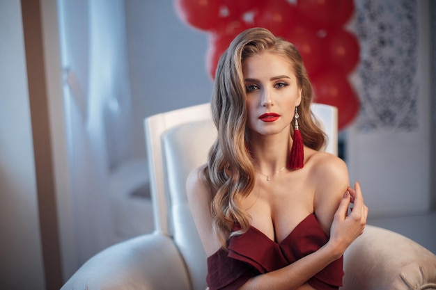 beautiful woman in red dress