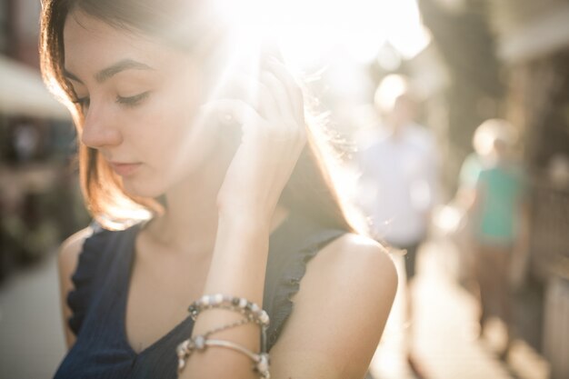 Beautiful woman and sunshine