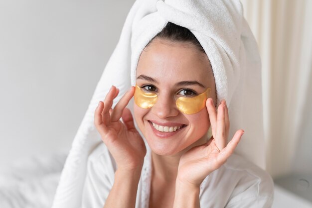 Beautiful woman taking care of herself at home