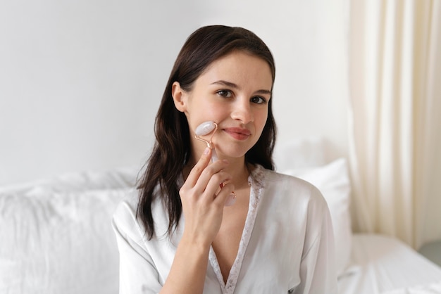 Beautiful woman taking care of herself