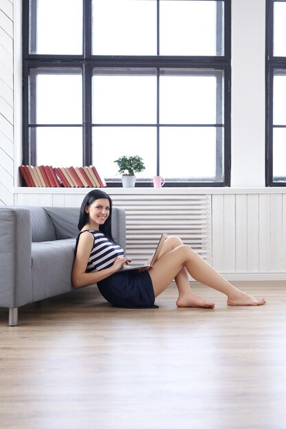 Beautiful woman using laptop