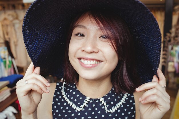 Beautiful woman wearing hat