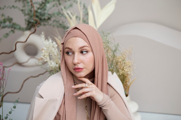 Free photo beautiful woman wearing  hijab