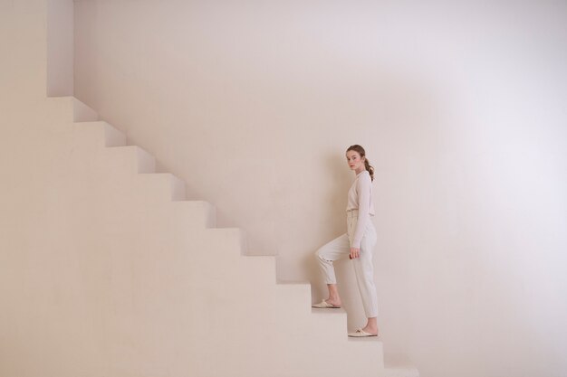 Beautiful woman wearing minimalist shirt