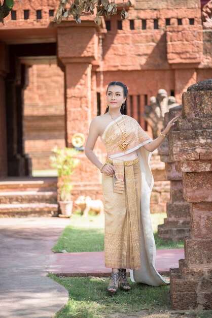 Beautiful Woman wearing typical Thai dress