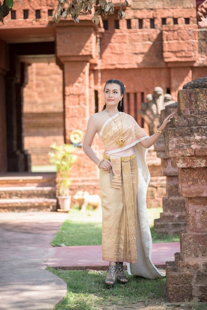 Beautiful Woman wearing typical Thai dress