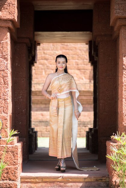 Beautiful Woman wearing typical Thai dress