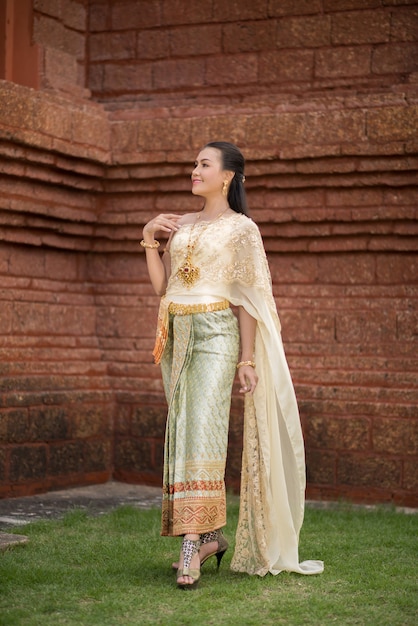 Beautiful Woman wearing typical Thai dress