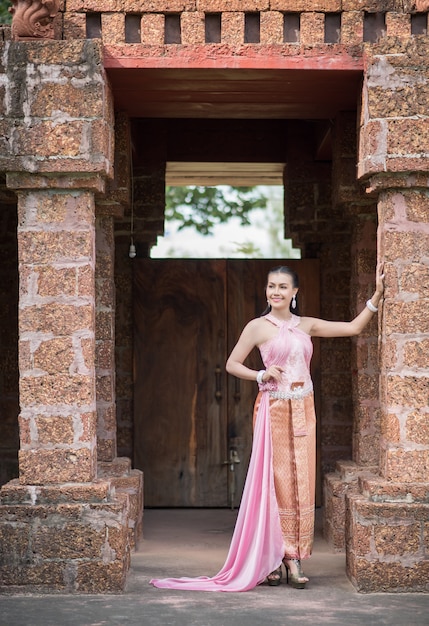 Beautiful Woman wearing typical Thai dress