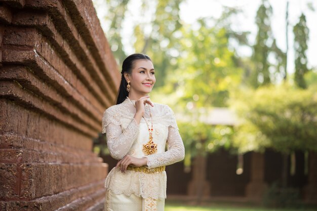 Beautiful Woman wearing typical Thai dress