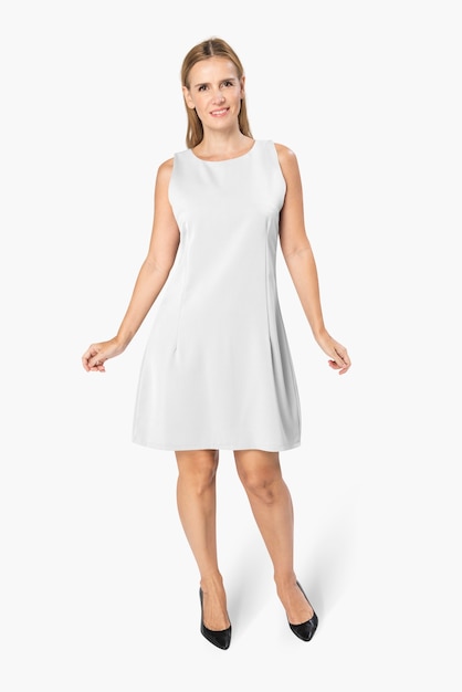 Beautiful woman wearing white dress
