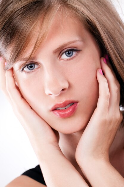 Beautiful woman over white background