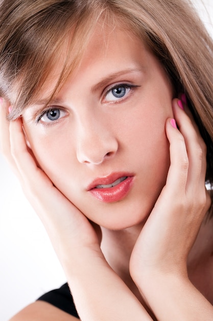 Beautiful woman over white background