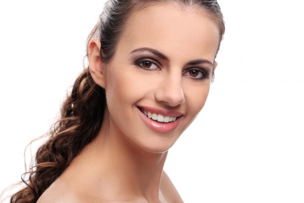 Beautiful woman on a white background