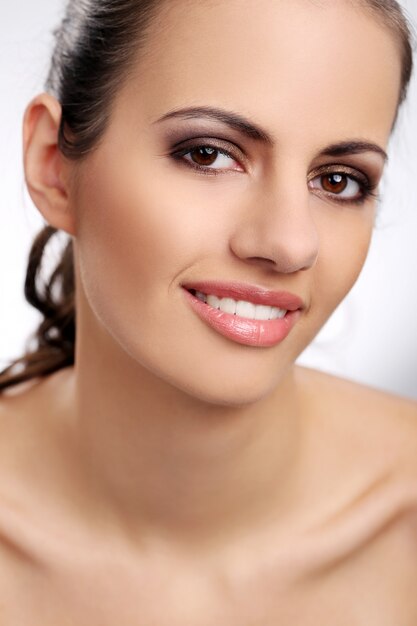 Beautiful woman on a white background