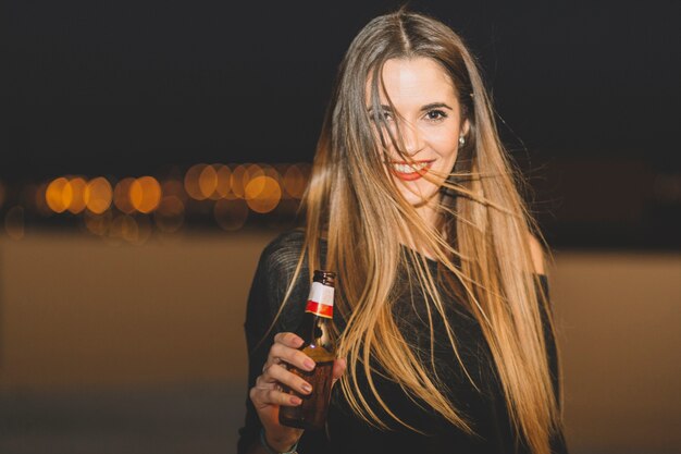 Beautiful woman with beer