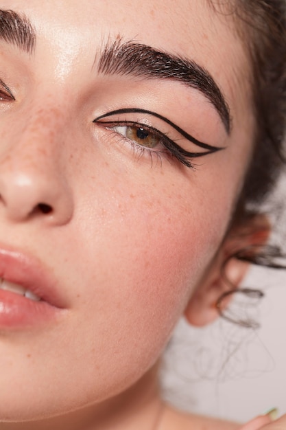 beautiful woman with black eyeliner