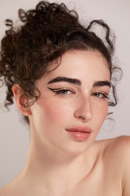 beautiful woman with black eyeliner