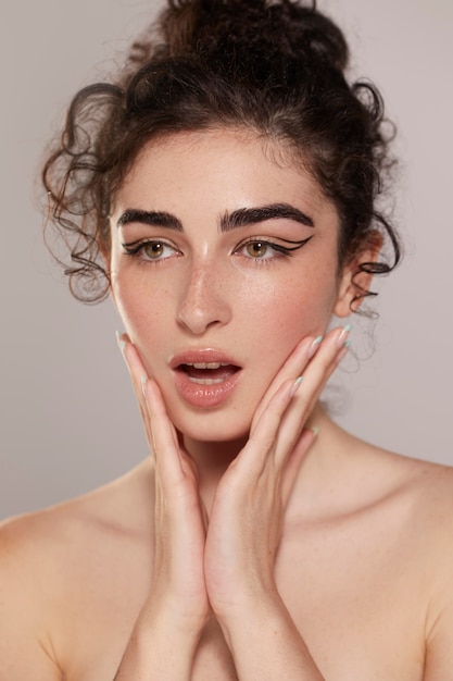 beautiful woman with black eyeliner