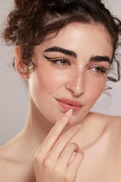 beautiful woman with black eyeliner