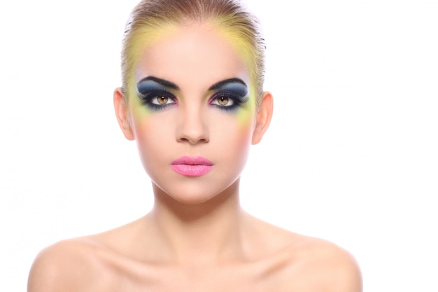 Beautiful woman with colorful make-up